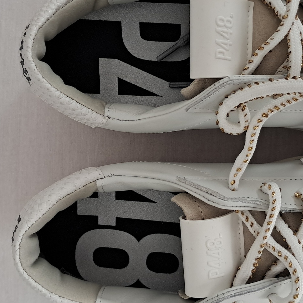 P448 John Dune Sneaker. Womans Size 39. White & Beige. Distressed Rubber Sole - Picture 3 of 16
